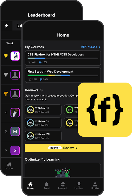 FATA mobile app screenshots showing leaderboard and goal selection